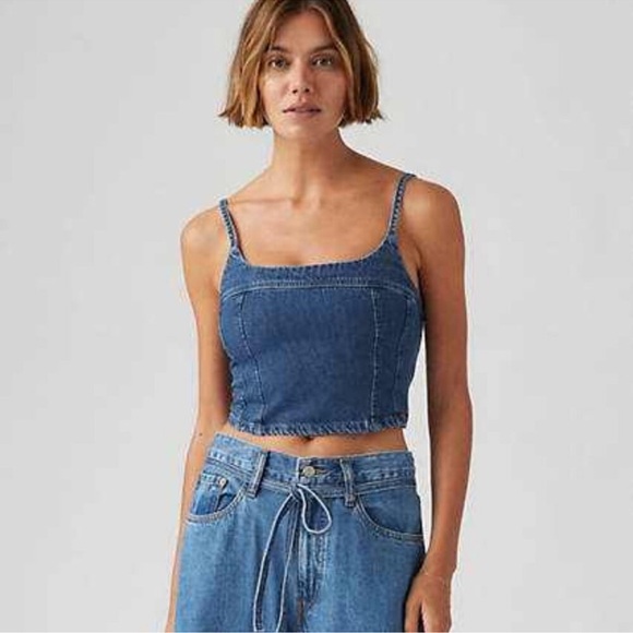 Levi’s cropped top denim size medium - Picture 1 of 6